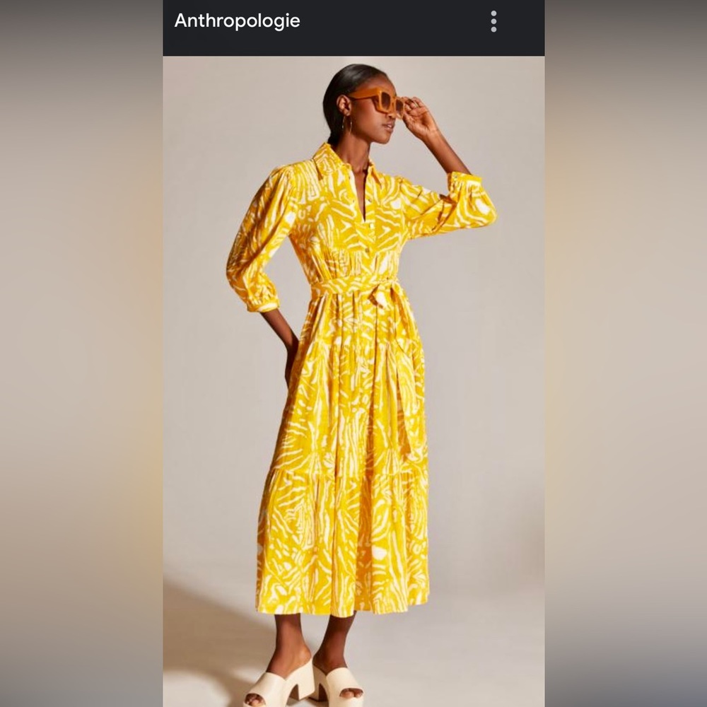 Anthropologie Hunter Bell Gold Printed Maxi Dress Size L